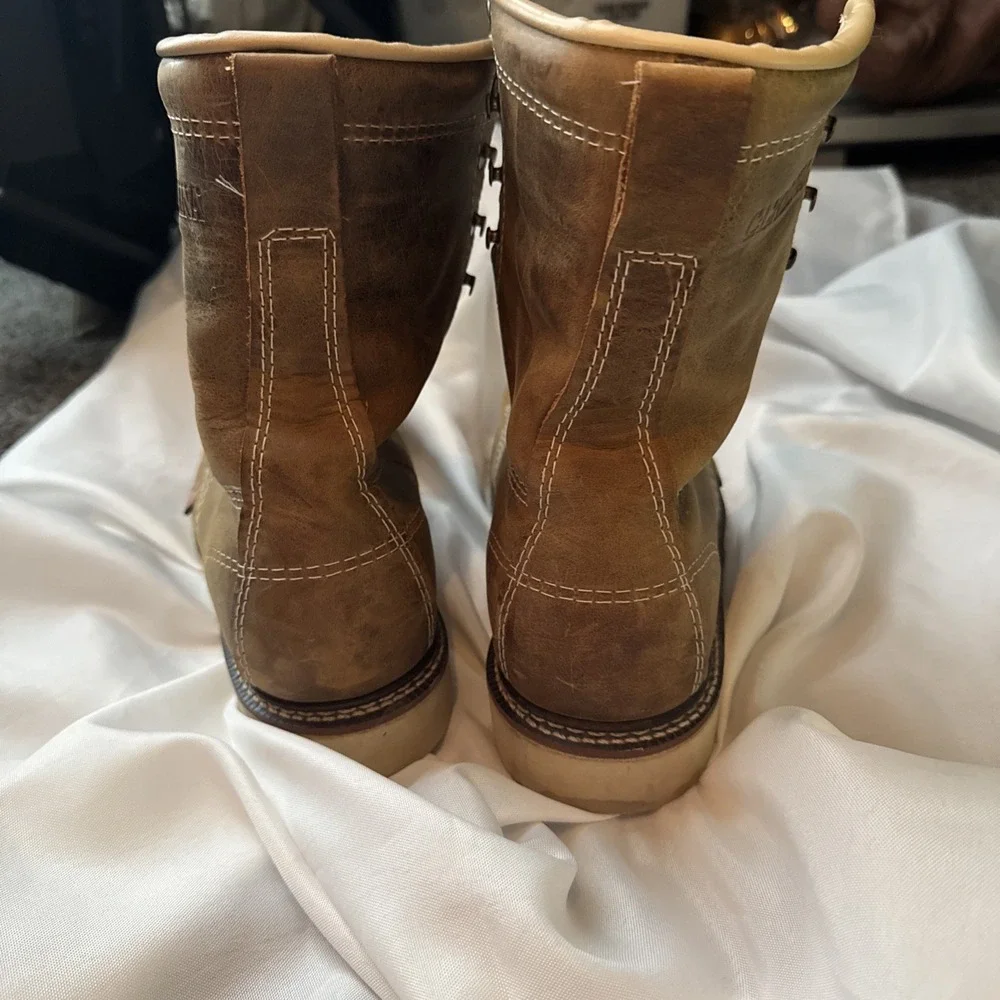 Carolina Sz 9.0 Steel Toe Leather Wedge Work Boots USA Made Mens CA7505 Brown